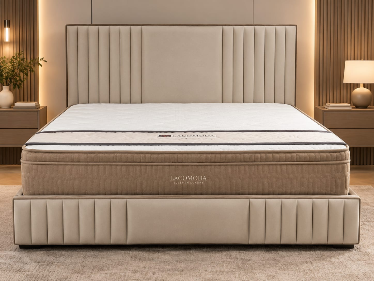 CNC Bed, Beige, 200 × 200 cm