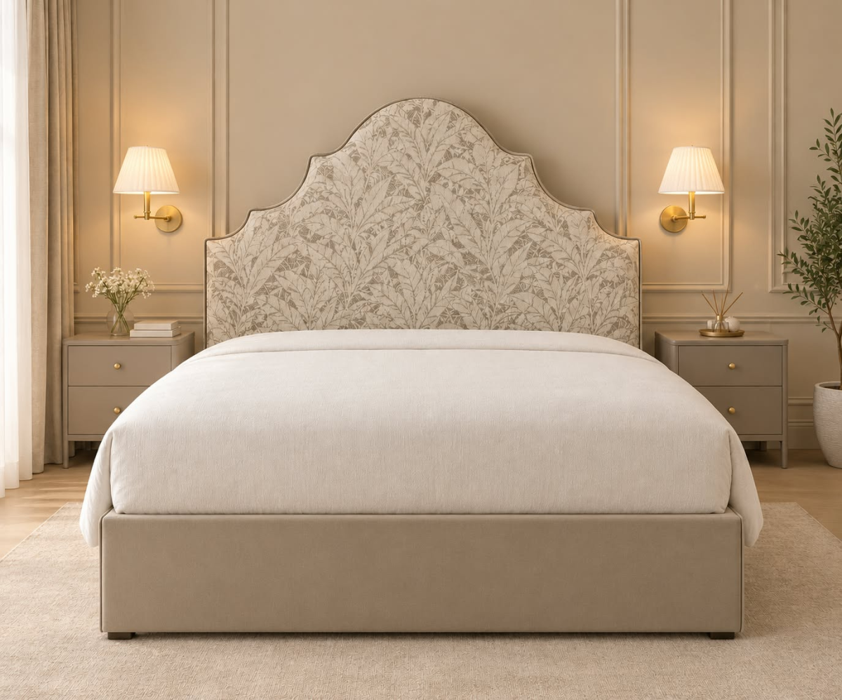 سرير فندقي فاخر بتصميم مشجّر – 180×200 سم
